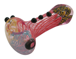 Multicolor Glass Hand Pipe w/ Twists & Dots 3"