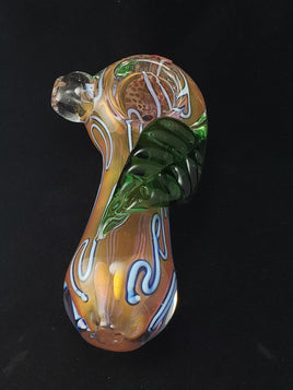 Hand Pipe 4.5" Leaf Gold Fumed