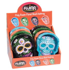 Ashtray  Floral Skull Polystone