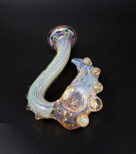 Hand Pipe 5 inch Gold Fumed Pink Horn Herlock