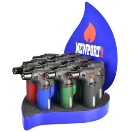 Newport Single Flame Torch Lighter | 4.6" | Asst Colors