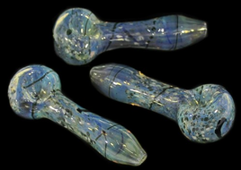 Glass Hand Pipe 3" FUMING BUBBLE FRIT CURSIVE